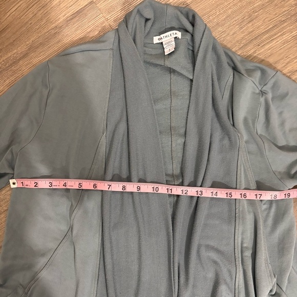 Athleta Pranayama Open Front Restore Wrap Cardigan - Size L - Blue Green - Picture 5 of 10